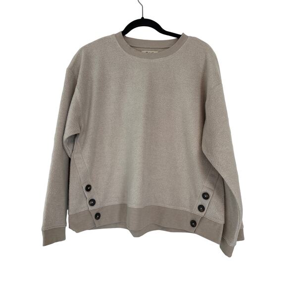 Madewell Resourced Brushed Side Button Oversized Relaxed Fit Sweatshirt Tan M - Picture 1 of 13